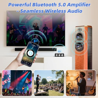 ZK-1002T Bluetooth 5.0 Stereo Amplifier Board, 200W HiFi 2.0 Channel Mini Audio Amp Module with Treble & Bass Control, AUX Input, DC 12V-24V for DIY Speakers,Home Audio - color: ZK-1002T