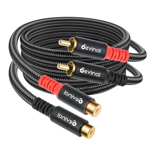 RCA Extension Cable - RCA Male to Female Nylon-Braided Durable, Flexible, and Enhanced Audio/Video Connectivity for Home Theater, Gaming, and Audio Systems 3 Feet 2-Pack - size: 3 ft