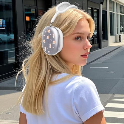 for AirPods Max Headphones Kitten Bow Ear Covers for AirPods Max 2 | Cute Clear Ear Cups Cover | White Silicone Ear Pad Case Headband Cover for Apple AirPods Max 2/1 (2026/2024/2020) - color: Kitten Bow/White