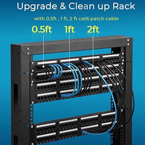 Rapink Patch Cables Cat6 1ft (24 Pack), Ethernet Patch Cable 10G, Cat 6 Patch Cable for Patch Panel to Switch, Flexiable Cat 6 Ethernet Cable with Gold Plated Black - color: Black, size: 1FT, style: 24 Pack