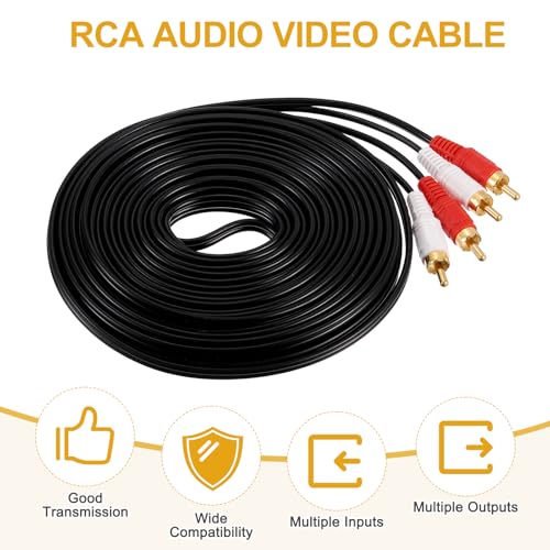 MECCANIXITY 33ft RCA Cable, 2RCA Male to 2RCA Male Audio Video Speaker Cable for Subwoofer Amplifier Home Theater DVD TV - size: 33ft, style: 2RCA Male to 2RCA Male