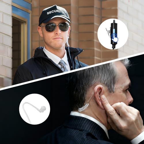 SAMCOM 2 Pin Acoustic Tube Earpiece Walkie Talkies,Air Tube in-Ear Headset with Mic for FPCN30A Two Way Radios, Hands-Free Surveillance Radio Earpieces with PTT for K Plug Radio,2 Packs