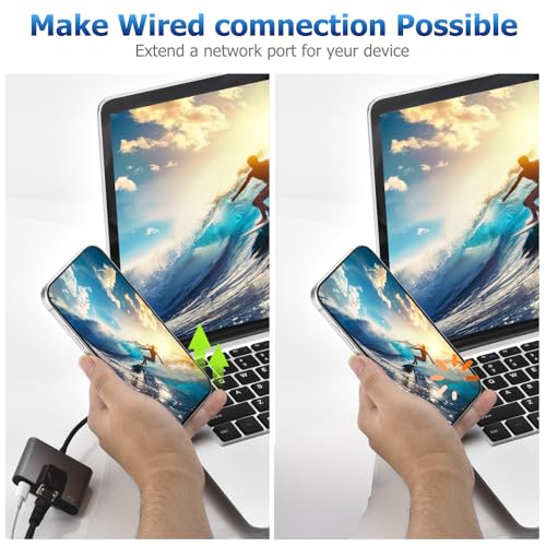 Lightning to RJ45 Ethernet Adapter Network Adapter, Support 10/100Mbps Ethernet Network, with Lightning Charge Port and 3.5mm Audio Jack, Compatible with iPhone 14 13 12 11/iPad - size: Lightning