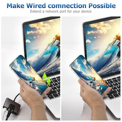 Lightning to RJ45 Ethernet Adapter Network Adapter, Support 10/100Mbps Ethernet Network, with Lightning Charge Port and 3.5mm Audio Jack, Compatible with iPhone 14 13 12 11/iPad - size: Lightning