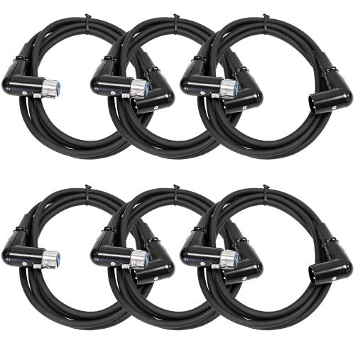 Seismic Audio - SARAX6-6 - 6 Pack of 6 Foot Right Angle XLR Male to XLR Female Patch Cables - size: 6 Feet - 6 Pack
