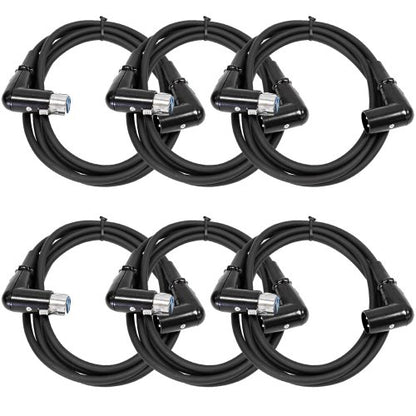 Seismic Audio - SARAX6-6 - 6 Pack of 6 Foot Right Angle XLR Male to XLR Female Patch Cables - size: 6 Feet - 6 Pack