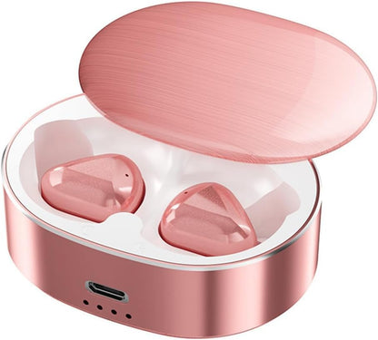 Mini Wireless Headphones Bluetooth Earbuds, 70 Hours of Battery Active Noise Cancellation, Bilateral Talking Swivel Charging Case, 500mAh Charging Case with Microphone, Pink