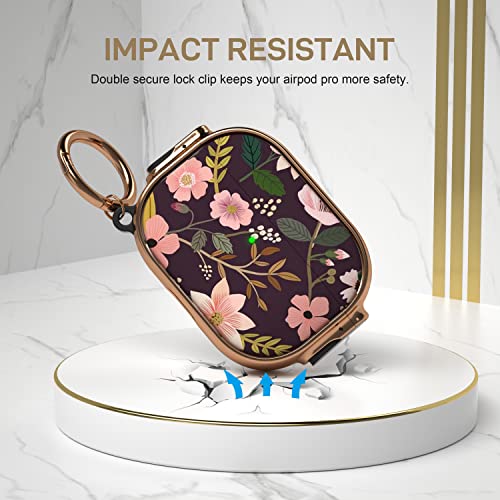 for AirPods Pro 2/1 Case Cover with Lock, Magsafe Compatible, Purple Flower - color: Purple+Pink, size: AirPods Pro 2/1 Case (2019/2022/2023)