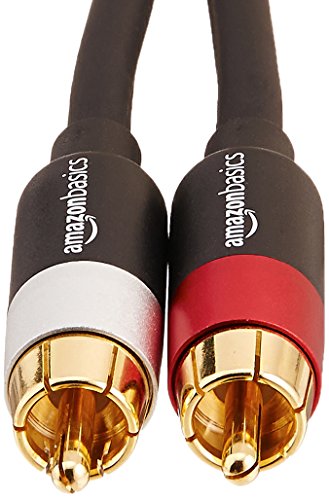Amazon Basics 하이파이 시스템, 앰프, 액티브 스피커 또는 서브 우퍼용 RCA 스테레오 오디오 케이블 2개, 금 도금 플러그, 디지털 오디오 호환, 1.2m(4피트), 블랙 - color: 블랙., size: 4 Feet