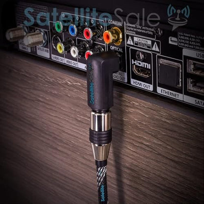 SatelliteSale Toslink Digital SPDIF Optical Male to Female Right Angle PVC Black Adapter - size: Coupler Male Female 90 degree