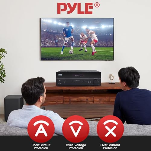 Pyle 5.2 채널 하이파이 홈 시어터 수신기 - 1000W MAX 무선 BT 서라운드 사운드 스테레오 앰프 시스템, 4k 울트라 HD 지원, MP3/USB/DAC, 몰입형 홈 오디오 경험에 이상적