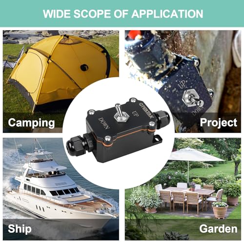Inline Cord Switch, UP/Down Momentary (ON)-Off-(ON) Toggle Switch | AC 250V/15A 125V/20A, 3 Position 6 Screw Pin Waterproof Double Reset, Two-Side Entry&Exit Line Outdoor Electrical Switch - style: Double Reset (ON)-OFF-(ON) (UP/DOWN)