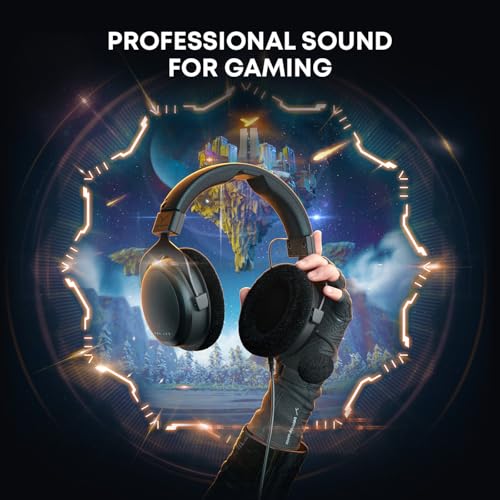 beyerdynamic MMX 300 PRO Closed Gaming Headset with Stellar.45 Driver and Condenser Microphone, Wired Gaming Headset Suitable for PC, Gaming Console, PS, Switch. Handmade in Germany, Black | STELLAR.45 Driver, Condenser Mic, Multi-platform, Handmade in Ge