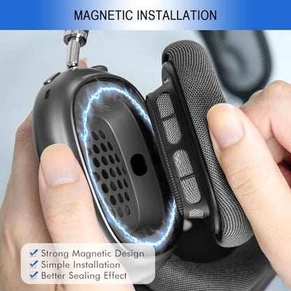 Mesh Ear Cushions for Apple AirPods Max 1 & 2 - Air Max Ear Cup Replacement | Upgraded Earpads with Original Silicone Design Strong Magnet (Space Gray) - color: Space Gray