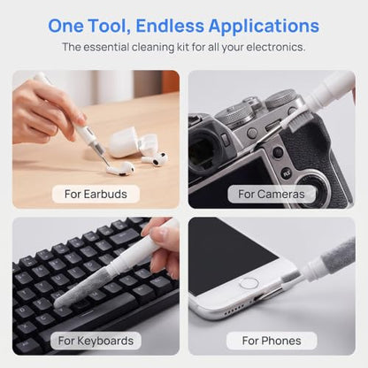 Dual-Brush Earbud Cleaning Pen Dust Removal Tool,Precision & DurabilityMulti Functional Seven in One Cleaning Brush, Suitable for Keyboard Cleaning, Headphone, Computer White