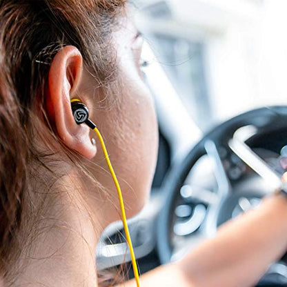 LUDOS Clamor Wired Earbuds in-Ear Headphones, 5 Years Warranty, Earphones with Microphone, Noise Isolating Ear Buds, Memory Foam for iPhone, Samsung, School Students, Kids, Women, Small Ears - Yellow - color: Yellow, style: 3.5 mm