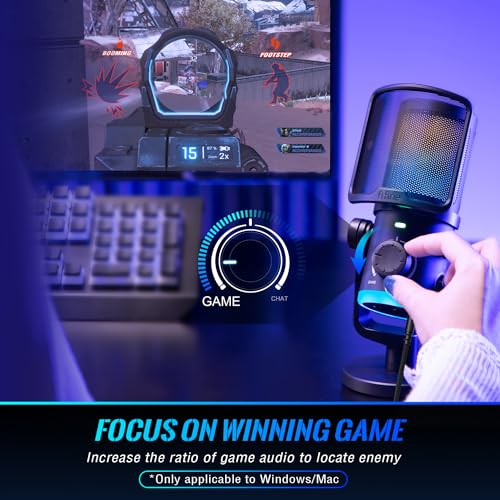FIFINE Gaming USB Microphone with Studio Monitor Headphones Set, USB Streaming Mic with RGB, Noise Cancellation for PS4/PS5, Podcast Streaming Headset Kit with 3.5mm or 6.35mm Jack on PC/Mixer(AM6+H8)