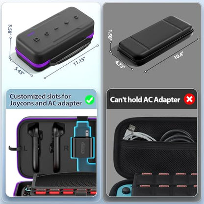 OIVO Carrying Case Compatible with 2025 Nintendo Switch, Portable Switch 2 Travel Carry Case Fit for Joy-Con 2 & Adapter, Hard Shell Protective Pouch Bag with 24 Game Slots, Purple - color: Purple