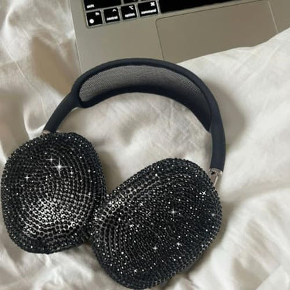 Black Cover for Airpods Max, Bling Rhinestone Apple Headphone Case Sparkling Cute Glitter Airpod pro max Ear Covers Protective Accessories - color: Black