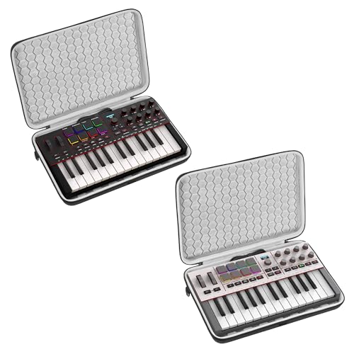 GEEKRIA Hard Shell Travel Case, Compatible with Akai Professional MPK Mini IV, Novation FLkey 2 Mini 25, MIDI Controller Keyboard Carrying Bag (Dark Gray) - color: Dark Grey