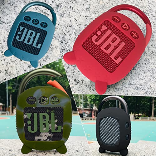 JCHPINE Silicone Cover and Carrying Case for JBL Clip 4 Bluetooth Speaker - color: Squad Green