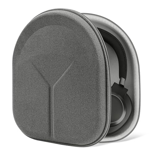 Geekria Shield Headphones Case for Foldable Over-Ear Headphones, Hard Shell Travel Carrying Bag, Compatible with Soundcore, JBL Tour ONE M3, Sony WH-1000XM5, B&O Beoplay H9 (Microfiber Grey)