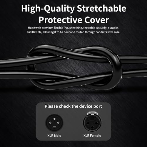Right Angle XLR Microphone Cable 3ft, XLR Male to Female 2-Pack | 26AWG Oxygen-Free Copper (OFC) XLR Male to 90° XLR Female Cable for Sound Devices, Mixers, Audio Interface, Mixer Recorder