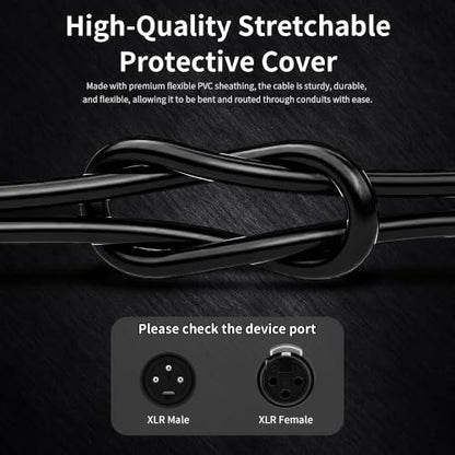 Right Angle XLR Microphone Cable 3ft, XLR Male to Female 2-Pack | 26AWG Oxygen-Free Copper (OFC) XLR Male to 90° XLR Female Cable for Sound Devices, Mixers, Audio Interface, Mixer Recorder