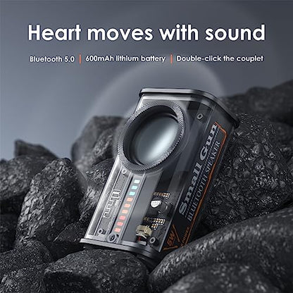 Portable Bluetooth Speaker with Lights, Transparent Wireless Mini Bluetooth Speaker with TWS, Perfect Small Speaker HD Sound and Bass for Office, Home, Shower, Room, Bike, Car (Black) - color: Black