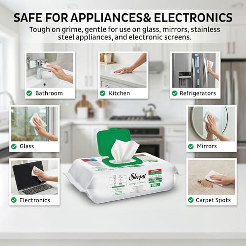 Sleepy Easy Clean XL Multi Surface Cleaning Wipes (600 Count) – Natural Vinegar & Baking Soda Formula – Jumbo 8"x8" All Purpose Wet Wipes for Kitchen, Bathroom, Glass & Electronics – No Streak - size: 6 Pack (600 Count)
