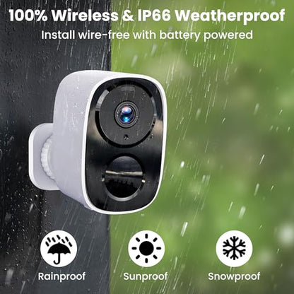 2026 Upgraded 2K Security Cameras Wireless Outdoor, Free Cloud Storage, 1-6 Months Battery Life, Waterproof, 2-Way Talk, AI Motion Detection Spotlight Siren Alarm Cameras for Home Security - color: White - 1 Pack 2.4G&5G Camera