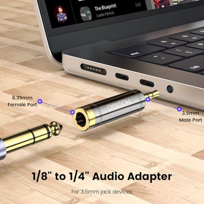 MOSWAG 3.5mm to 6.35mm Adapter, 3.5mm Male to 1/4 Female Headphone AUX Jack - size: 1 Pack