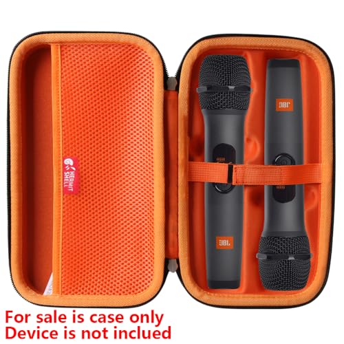 Hermitshell Hard Travel Case for JBL Wireless Two Microphone System with Dual-Channel Receiver (Black+Inner Orange) - color: Black+Inner Orange