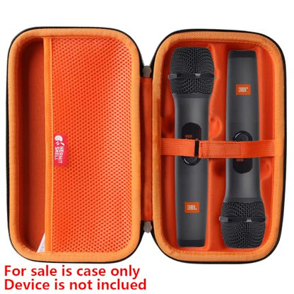 Hermitshell Hard Travel Case for JBL Wireless Two Microphone System with Dual-Channel Receiver (Black+Inner Orange) - color: Black+Inner Orange