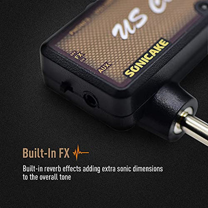 SONICAKE Guitar Headphone Amp Mini Guitar Headphone Amplifier US Classic Rechargeable Plug-in Pocket Overdrive Reverb Effects for Home Silent Practice - color: US Classic Reverb Effect