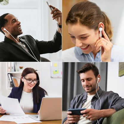 Headphones Earphones Wired with 3.5mm Plug, Wired Ear Buds with Built-in Remote to Control Music, Phone Calls, and Volume, Microphone Compatible with iPhone/Android/Laptop/PC(2 Pack)
