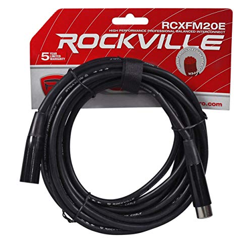 Audiosavings Bundle: (1) Mackie ProFX12v3+ 12-Channel Analog Mixer w/Enhanced FX/USB Recording/Bluetooth Bundle With (3) Rockville RCXFM20E-B 20 Foot Female to Male XLR Mic Cable Black 100% Copper