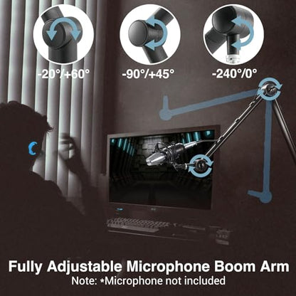 Desky Adjustable Microphone Boom Arm - Low Profile Mic Arm Desk Mount -