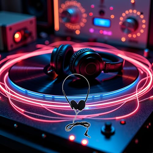 JJLFresheners Black Retro On Ear Headphones, Wired Stereo Headphones, Headphone, Lightweight Portable Headphone with Adjustable Headband,Over,Open-Ear,and Earbuds
