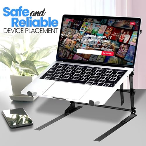 Pyle Portable Dual Laptop Stand - Standing Table with Adjustable Height, Ergonomic Design & Anti-Slip Prongs for DJ Mixer, Sound Equipment, Workstation, Gaming & Home Use - PLPTS38, Black (Pack of 6) - size: Pack of 6