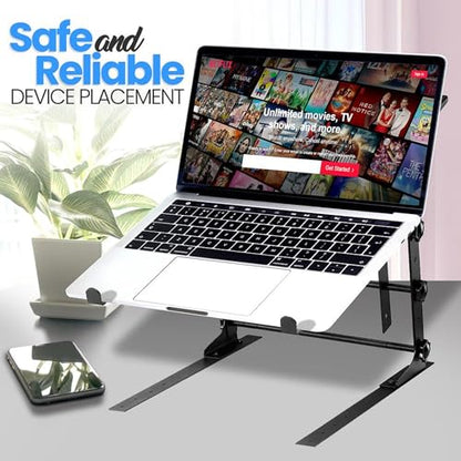 Pyle Portable Dual Laptop Stand - Standing Table with Adjustable Height, Ergonomic Design & Anti-Slip Prongs for DJ Mixer, Sound Equipment, Workstation, Gaming & Home Use - PLPTS38, Black (Pack of 6) - size: Pack of 6