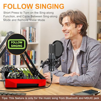 G9 Podcast Equipment Bundle,Audio Mixer Sound Board Live Sound Card,Podcast Microphone Bundle with 3.5mm Condenser Mic for PC & Phone,Podcasting,Live Streaming,Singing,Gaming,Voice Changer,Dj Set