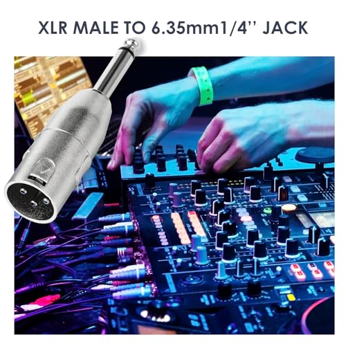 2-Pcs XLR Male to 1/4" 6.35mm TS Male Adapter Silver | Diecast Zinc Alloy Shell, Low Noise, Pro-Grade Sound, Tight Fit, Conversion Adapters For Mic, PA, DJ, Instrument, Studio Gear - size: 2 pcs M-M, style: 1/4" to XLR Adapter