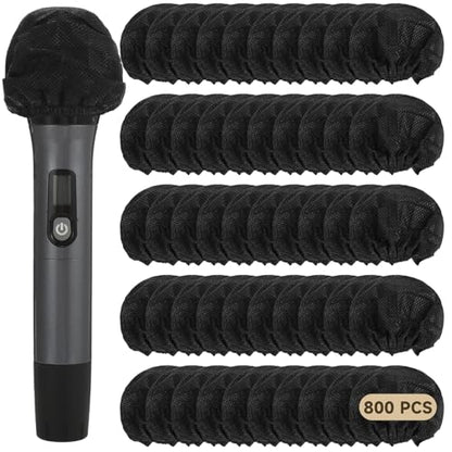800Pcs Disposable Microphone Covers, Non-Woven Fabric Handheld Windscreen Foam Covers,Mic Cover with Elastic Bands, Universal Fit for KTV, Bars, Conferences, Performances and Recording Studios