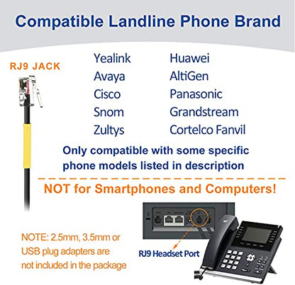 Wantek Telephone Headset with Microphone Noise Cancelling, RJ9 Phone Headset Compatible with Volume Adjustment Mute Control Switch for Call Center Office - color: 601RJ4