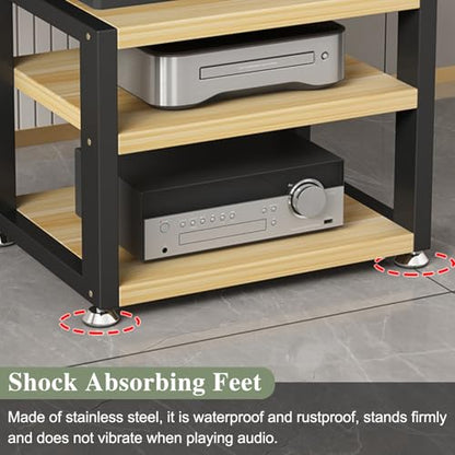 UrbanUp Audio Cabinet Rack Small Space Saving Stereo Cabinet Audio Rack Tower, Lightweight AV Media Stand for Electronics, Wood Texture Router Modem Organizer(3 Tier) - size: 3 Tier