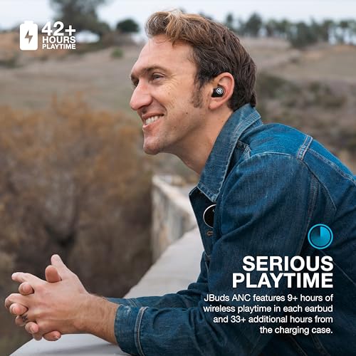 JLab JBuds ANC 3, True Wireless Earbuds, Active Noise Cancelling, Multipoint Connect, Google Fast Pair, Black