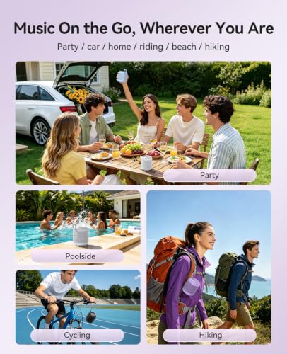 ORICO Portable Bluetooth Speaker, 27H Playtime, IPX5, Wireless, Small | Bluetooth 6.0, TWS Pairing, HiFi Sound, Beach Essentials for Home, Outdoor, Camping and Travel, Purple - BG01