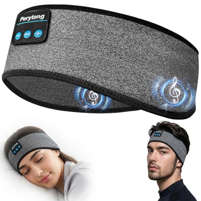Perytong Sleep Headphones Wireless, Bluetooth Headband Headphones with Ultra-Thin Speakers for Side Sleepers, Travel, Gym, Running, Insulation Earphones for Meditation, White Noise, Airline Approved - color: SilverGray