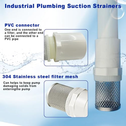 3/4" Stainless Steel Filter Cover Connected to 3/4" DN20 PVC Water Pipe, Suction Strainers Used to Remove Debris and Reduce Solid Entry - size: 3/4"DN20